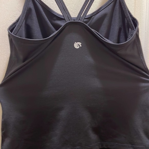 Inmotion black double stripe bathing suit Top with build in sports bra. - Picture 5 of 9